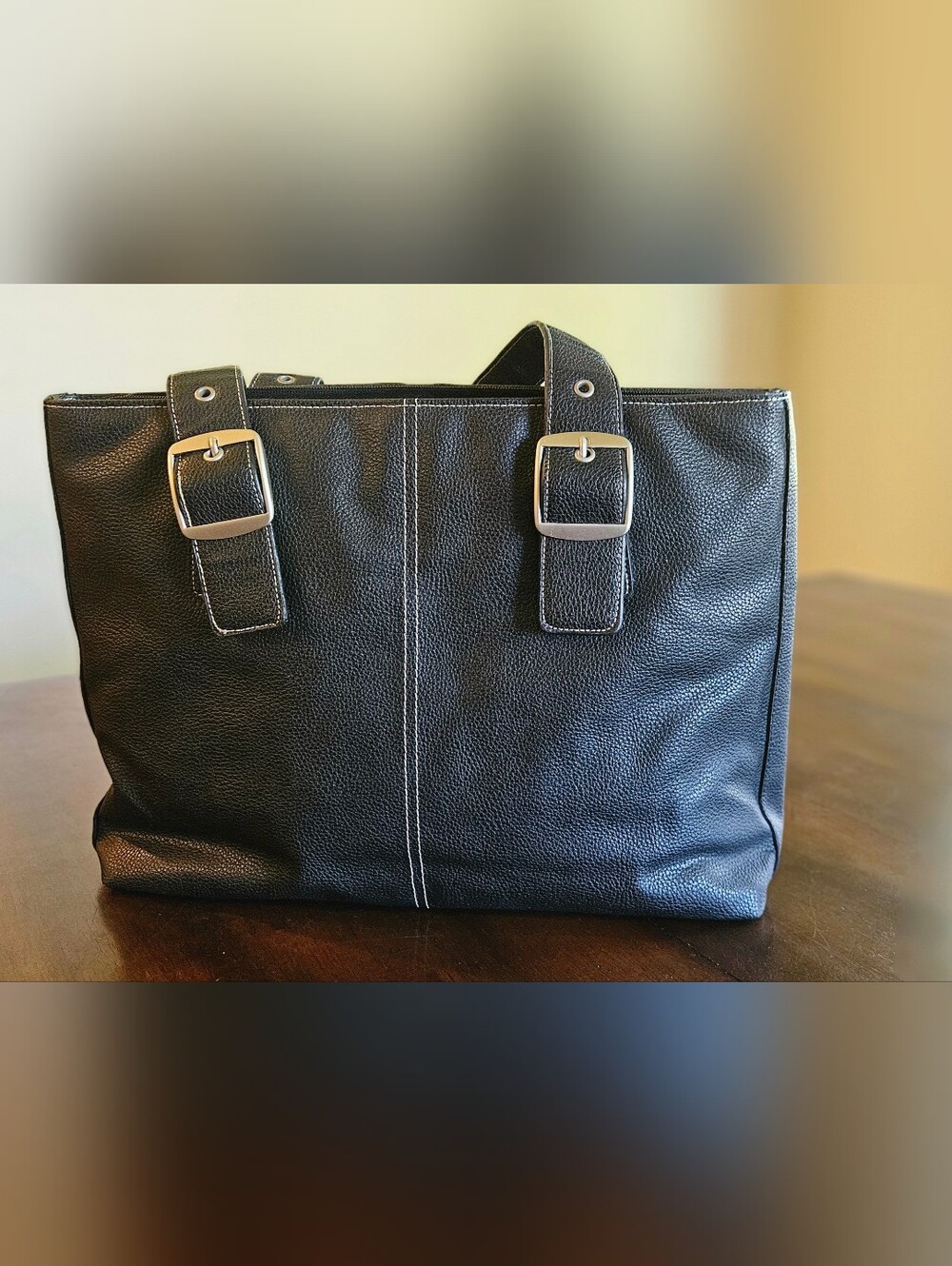 Solo Black Vinyl Womens Laptop Tote with Hot Pink Lining